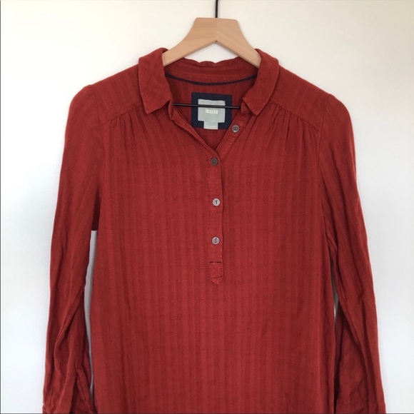 Maeve Tops - Maeve Anthropologie long half button tunic rust